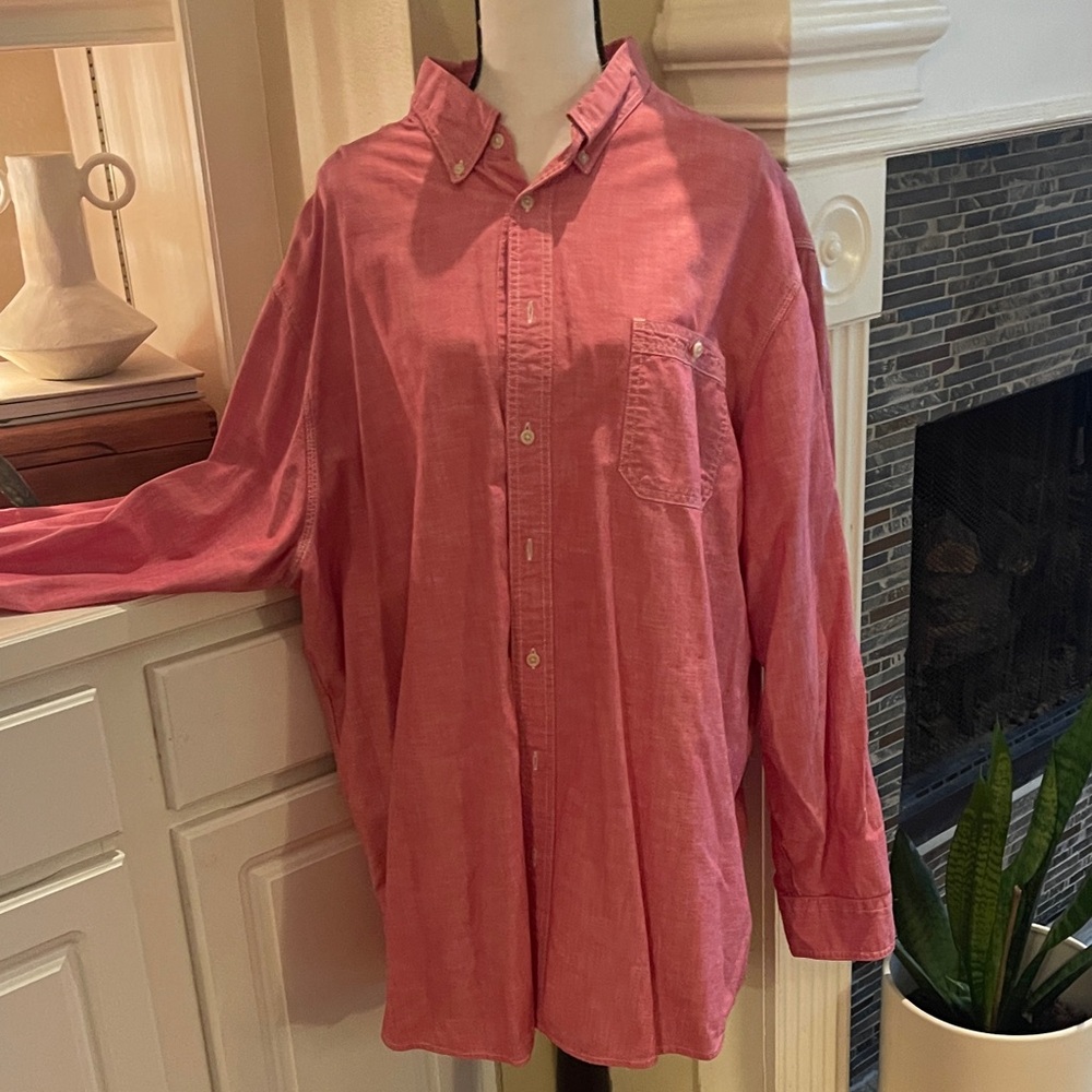 Lands' End Men's Casual Button-Down Shirt in Nantucket Red